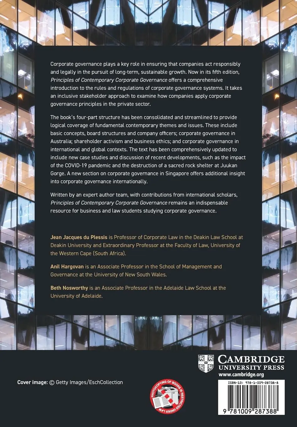 Rückseite: 9781009287388 | Principles of Contemporary Corporate Governance | Plessis (u. a.)