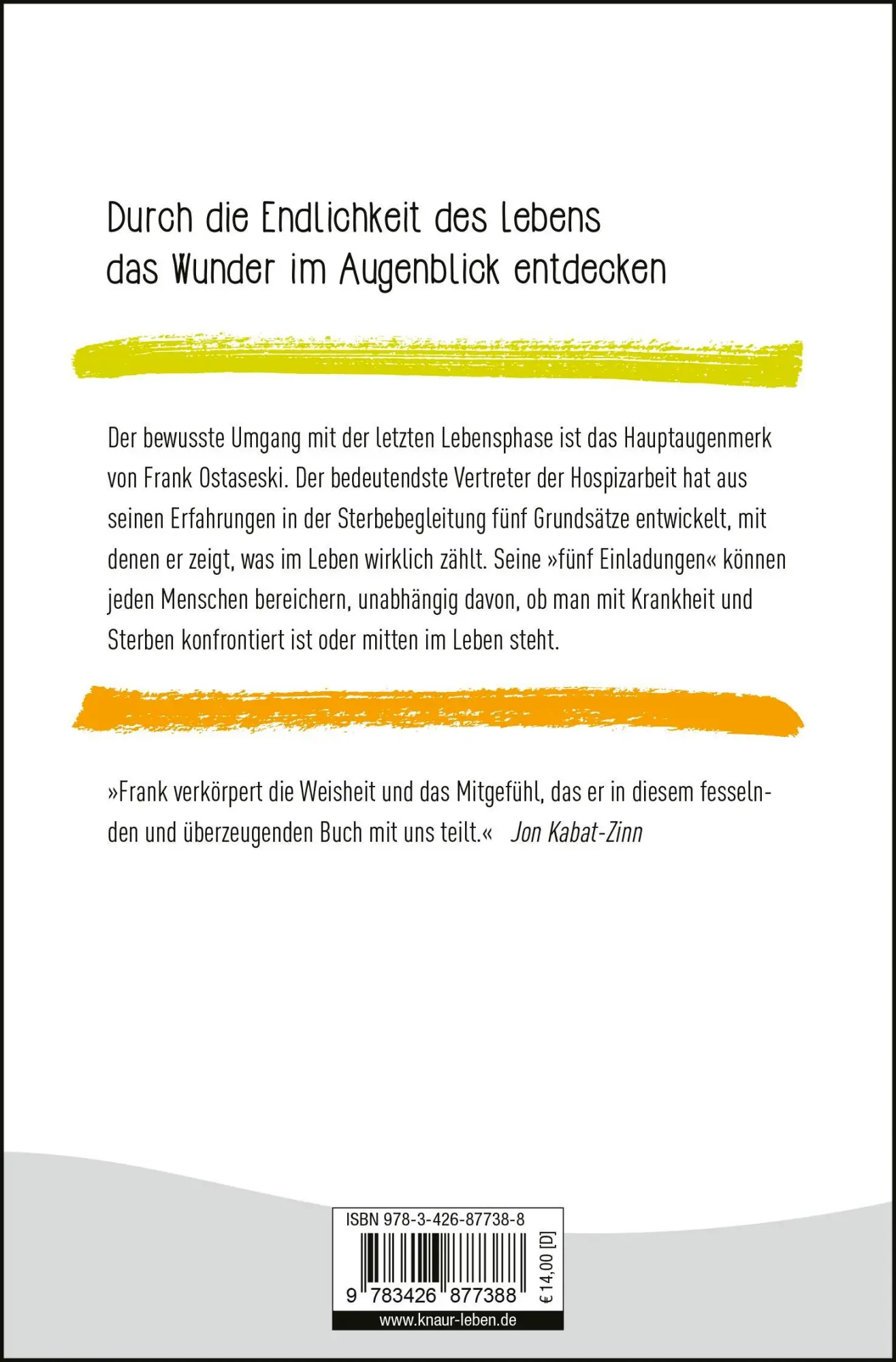 Rückseite: 9783426877388 | Die fünf Einladungen | Frank Ostaseski | Taschenbuch | 398 S. | 2022