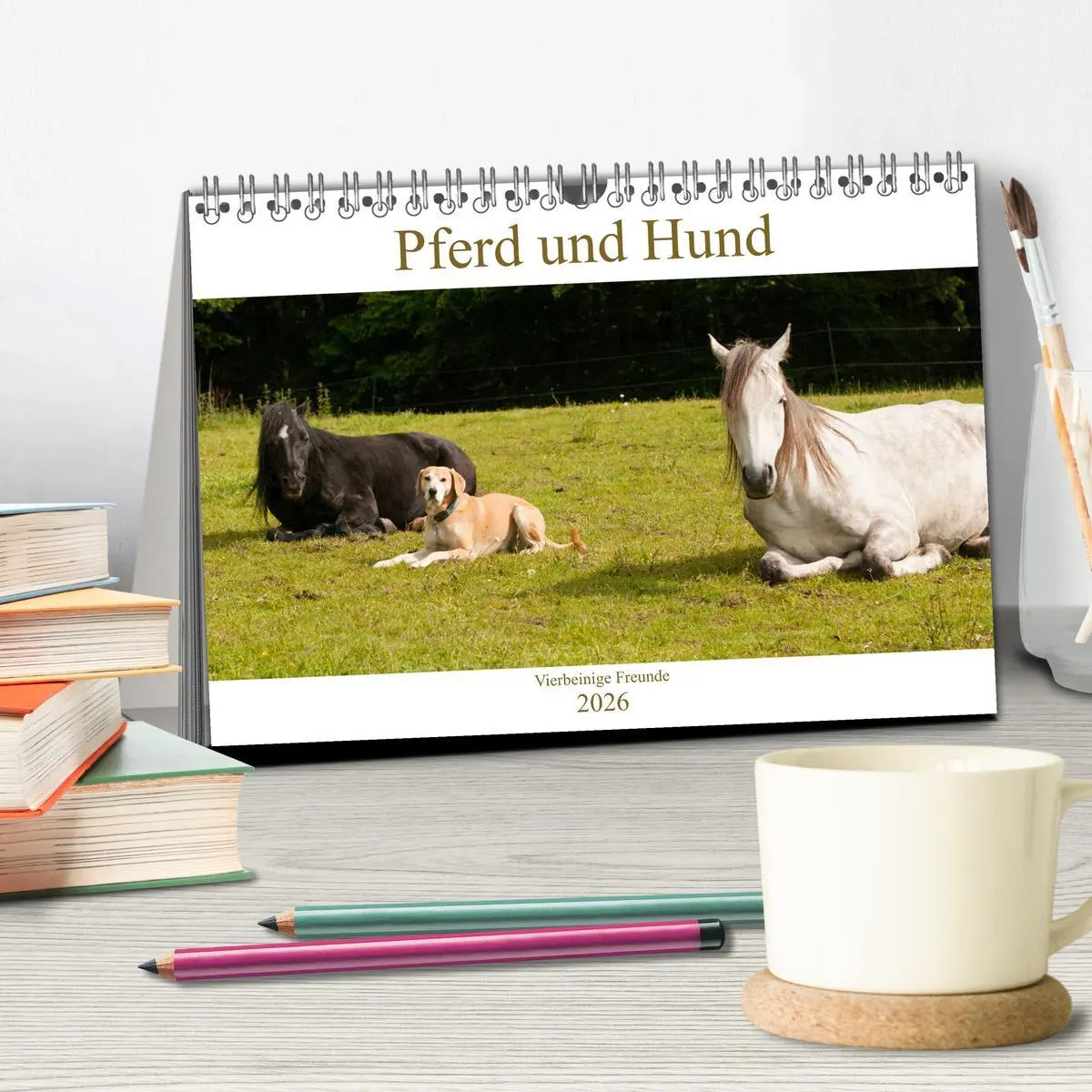 Bild: 9783457707388 | Pferd und Hund - Vierbeinige Freunde (Tischkalender 2026 DIN A5...