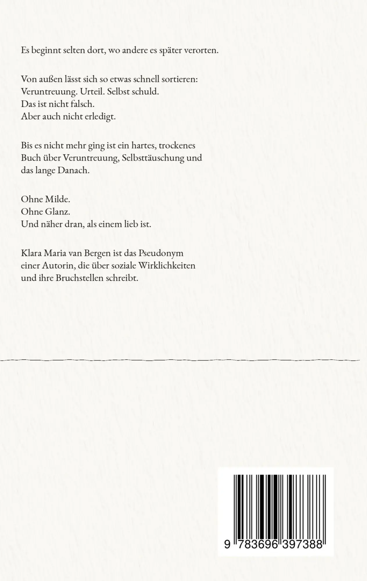 Rückseite: 9783696397388 | Bis es nicht mehr ging | Klara Maria van Bergen | Taschenbuch | 78 S.