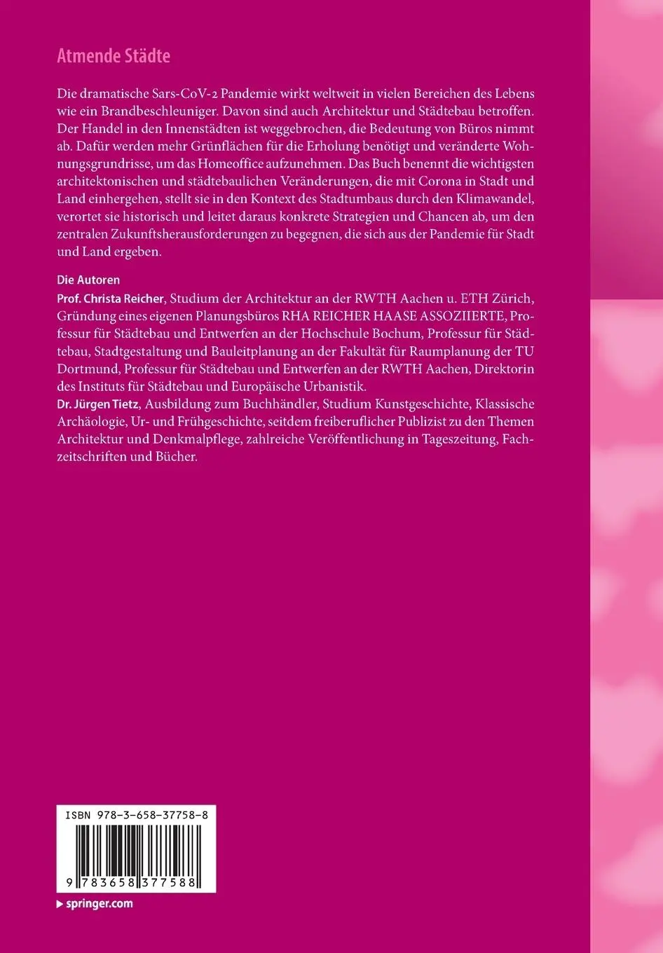 Rückseite: 9783658377588 | Atmende Städte | Jürgen Tietz (u. a.) | Taschenbuch | Paperback | xliv