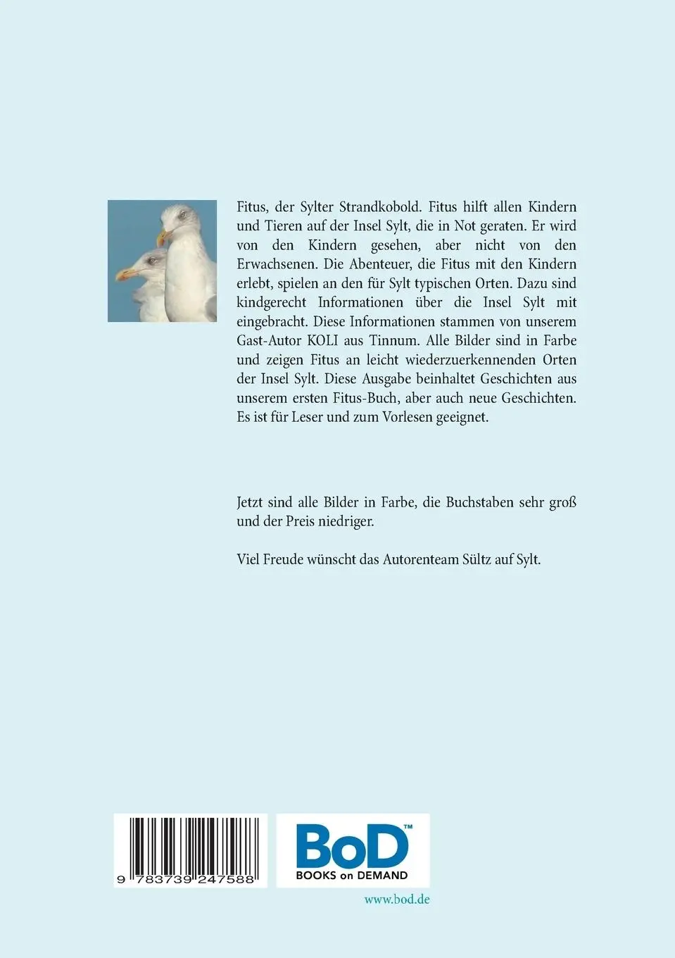 Rückseite: 9783739247588 | Fitus, der Sylter Strandkobold | Renate Sültz (u. a.) | Taschenbuch