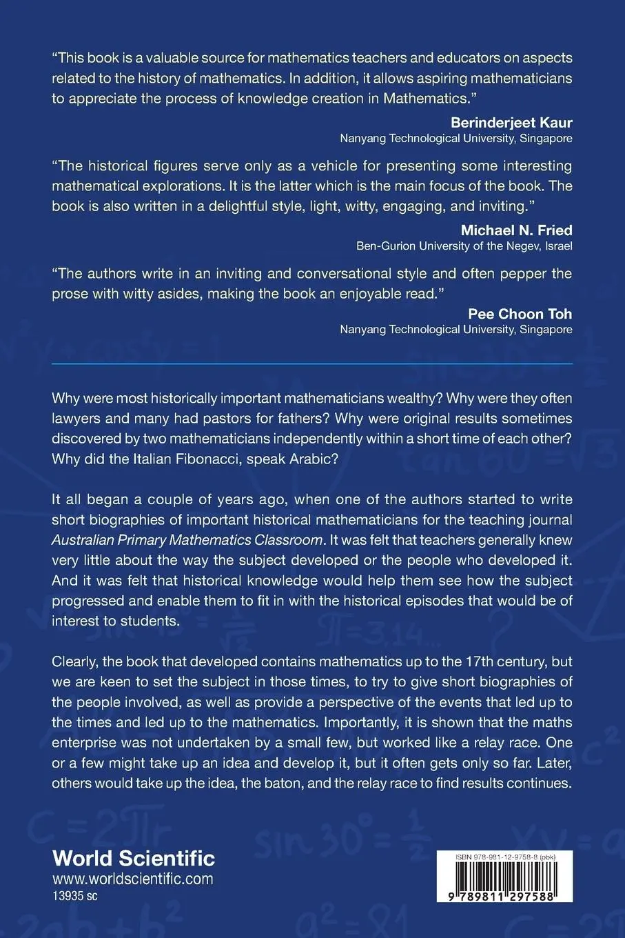 Rückseite: 9789811297588 | RELAY RACE TO INFINITY, THE | John Stillwell Derek Holton | Buch