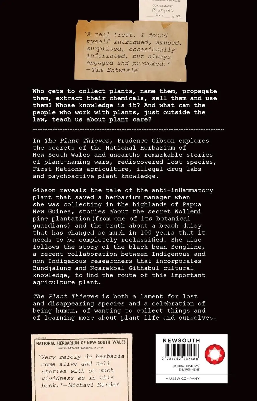 Rückseite: 9781742237688 | The Plant Thieves | Secrets of the herbarium | Prudence Gibson | Buch