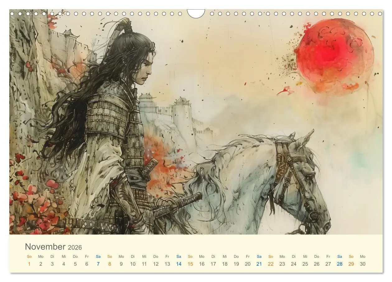 Bild: 9783457397688 | Samurai - whimsical inked style (Wandkalender 2026 DIN A3 quer),...