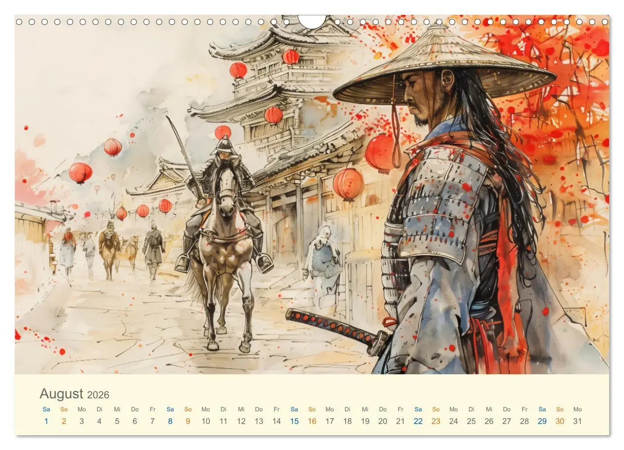 Bild: 9783457397688 | Samurai - whimsical inked style (Wandkalender 2026 DIN A3 quer),...