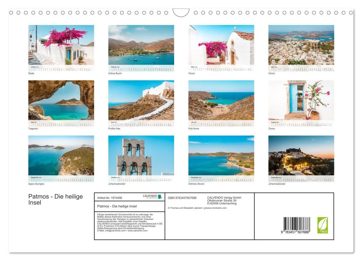 Bild: 9783457607688 | Patmos - Die heilige Insel (Wandkalender 2026 DIN A3 quer),...