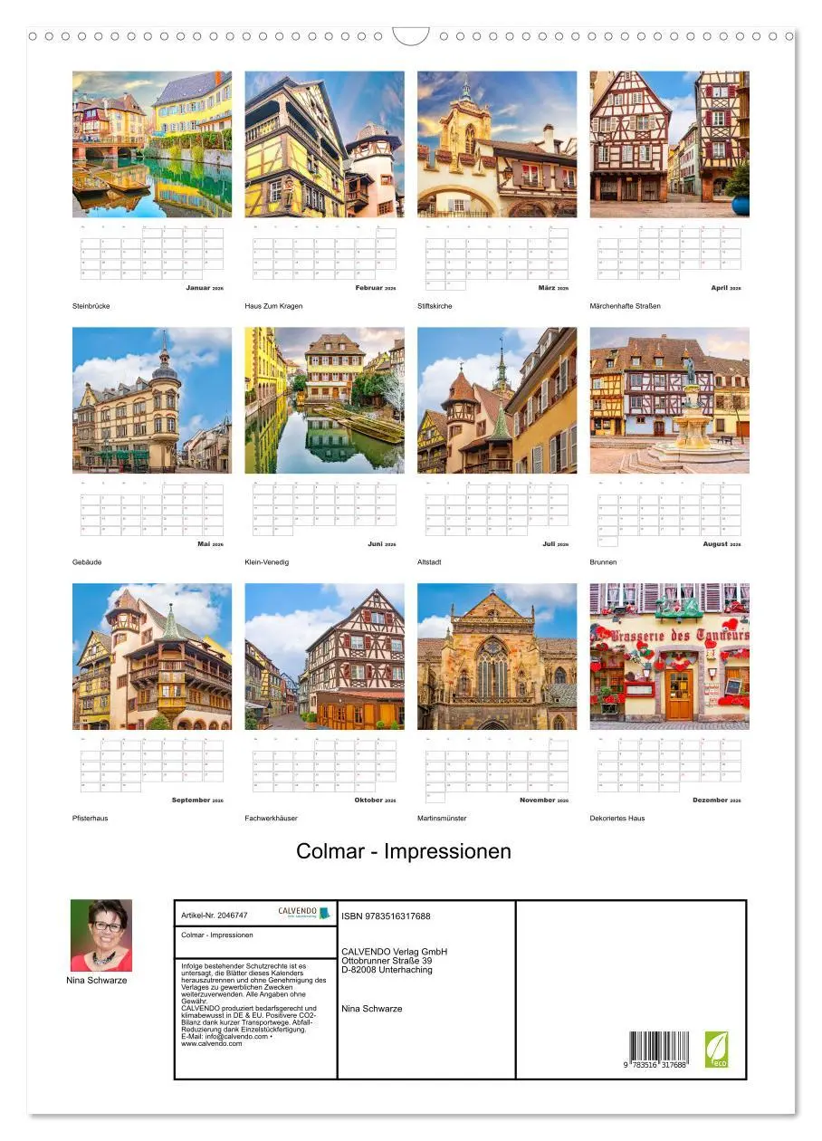 Bild: 9783516317688 | Colmar - Impressionen (Wandkalender 2026 DIN A2 hoch), CALVENDO...