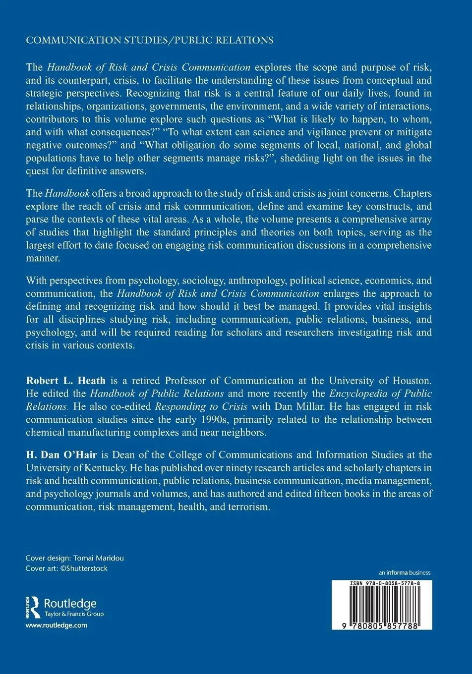 Rückseite: 9780805857788 | Handbook of Risk and Crisis Communication | Robert L. Heath (u. a.)