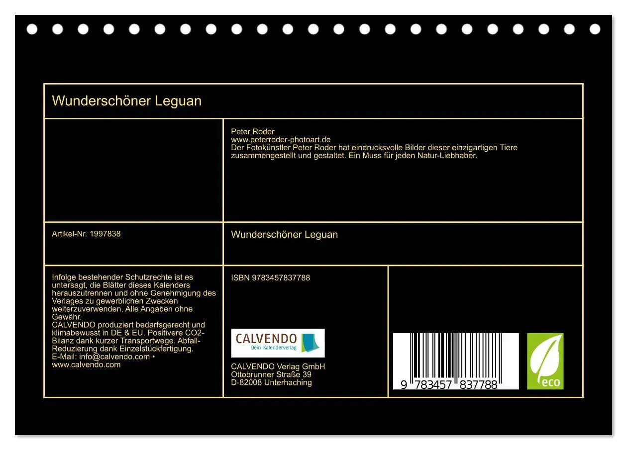 Bild: 9783457837788 | Wunderschöner Leguan (Tischkalender 2026 DIN A5 quer), CALVENDO...