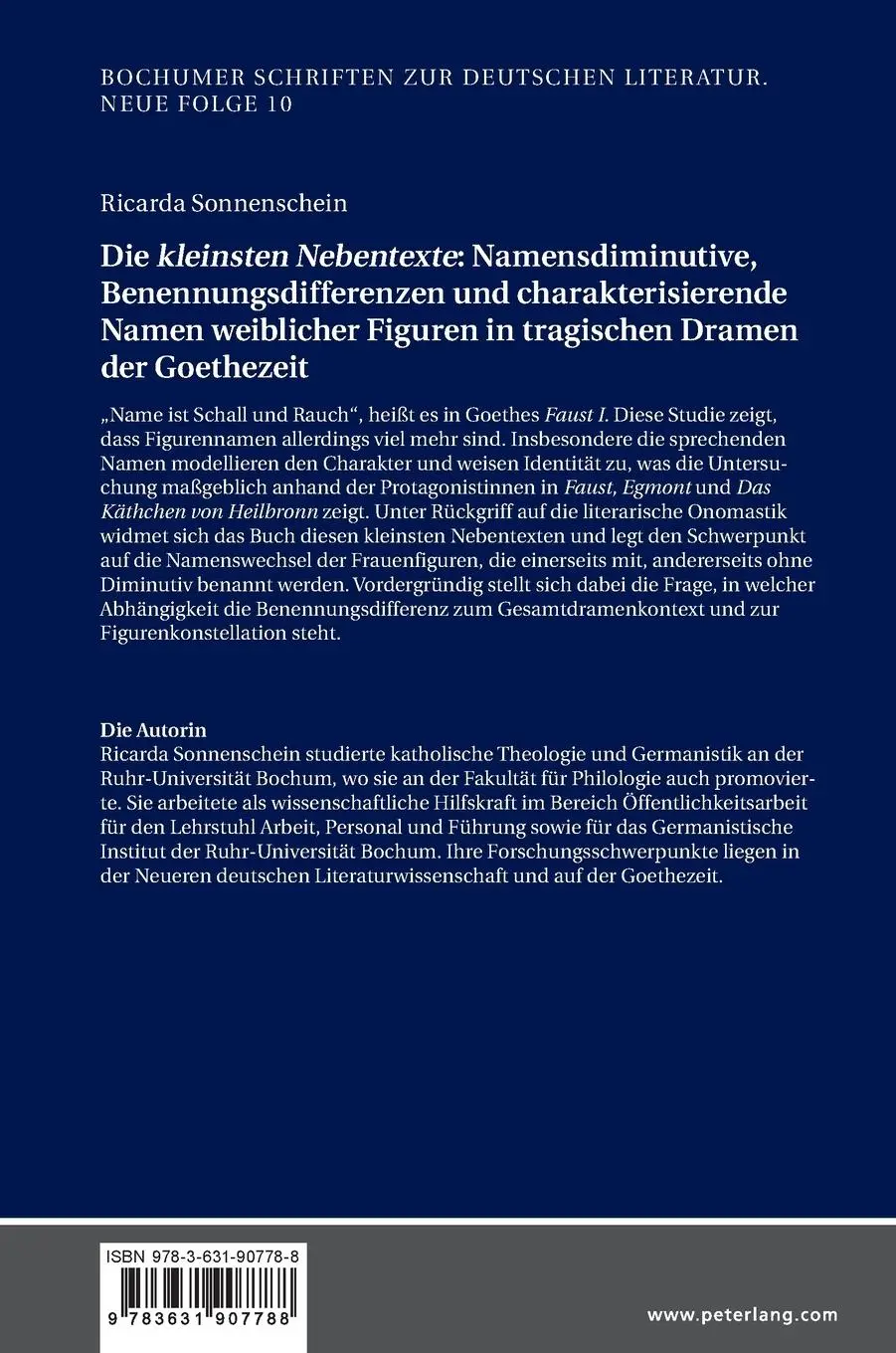 Rückseite: 9783631907788 | Die «kleinsten Nebentexte»: Namensdiminutive, Benennungsdifferenzen...