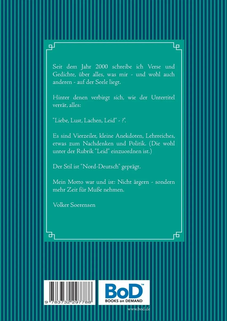 Rückseite: 9783732297788 | "Was darf's denn sein, Fremder?" | "Liebe, Lust, Lachen, Leid - ?"