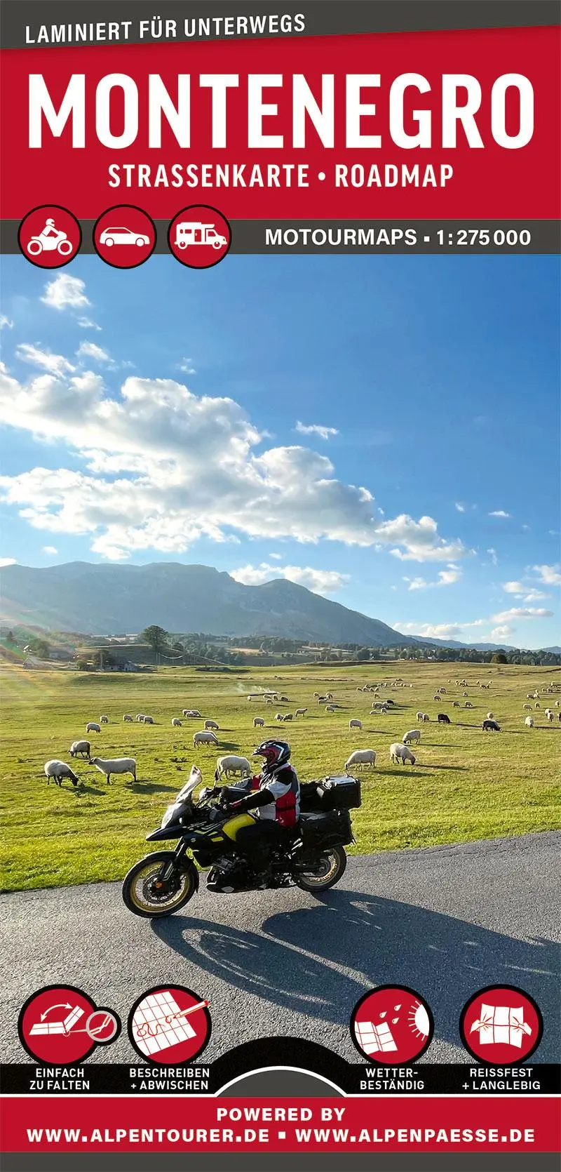 Cover: 9783939997788 | MoTourMaps Montenegro Auto- und Motorradkarte 1:275.000 | MoTourMedia