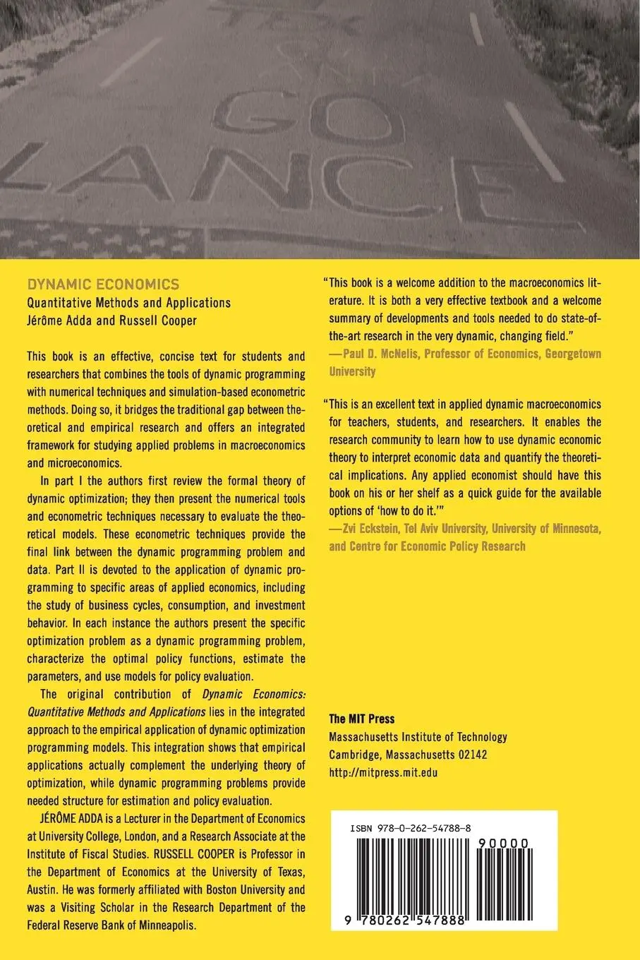 Rückseite: 9780262547888 | Dynamic Economics | Quantitative Methods and Applications | Buch