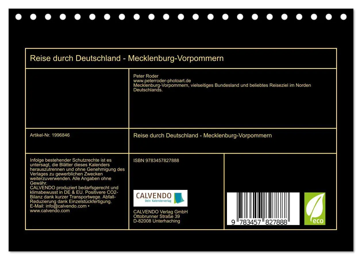 Bild: 9783457827888 | Reise durch Deutschland - Mecklenburg-Vorpommern (Tischkalender...