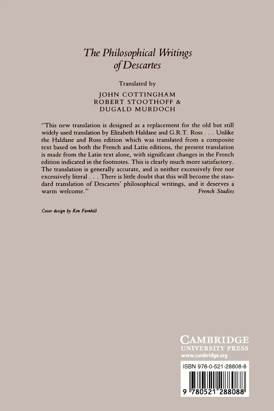 Rückseite: 9780521288088 | The Philosophical Writings of Descartes | Volume 2 | Rene Descartes