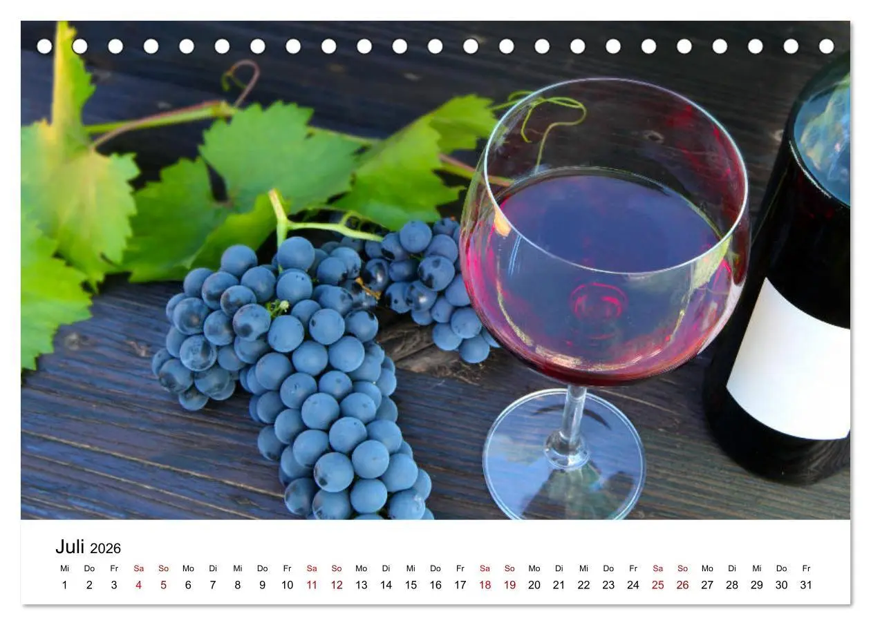 Bild: 9783457878088 | Weinkalender (Tischkalender 2026 DIN A5 quer), CALVENDO Monatskalender