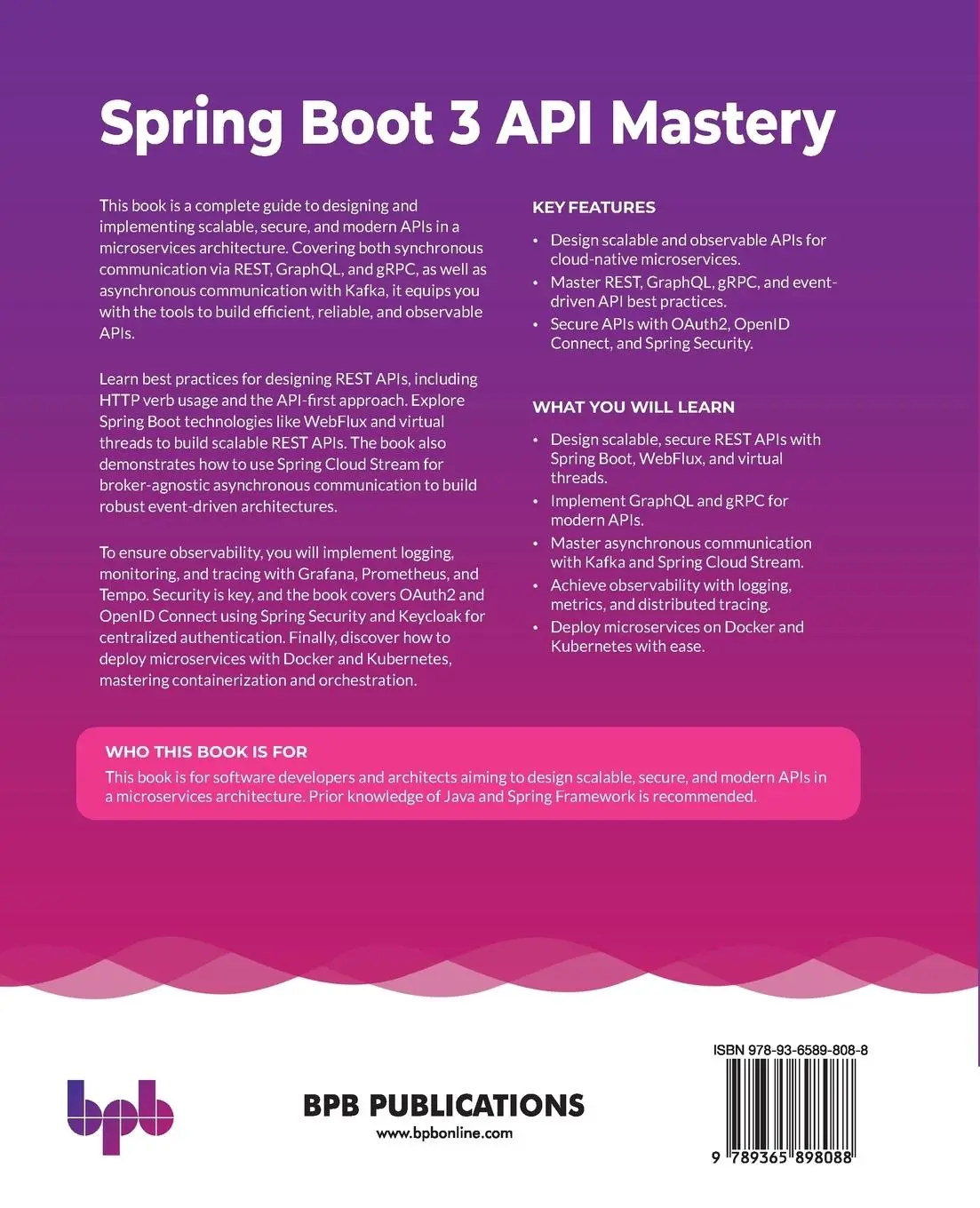 Rückseite: 9789365898088 | Spring Boot 3 API Mastery | Vincenzo Racca | Taschenbuch | Englisch