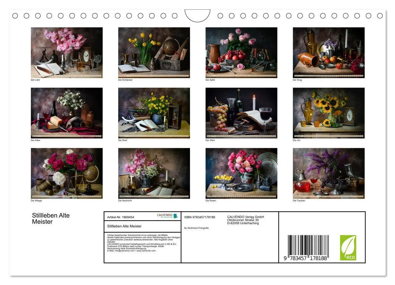Bild: 9783457178188 | Stillleben Alte Meister (Wandkalender 2025 DIN A4 quer), CALVENDO...