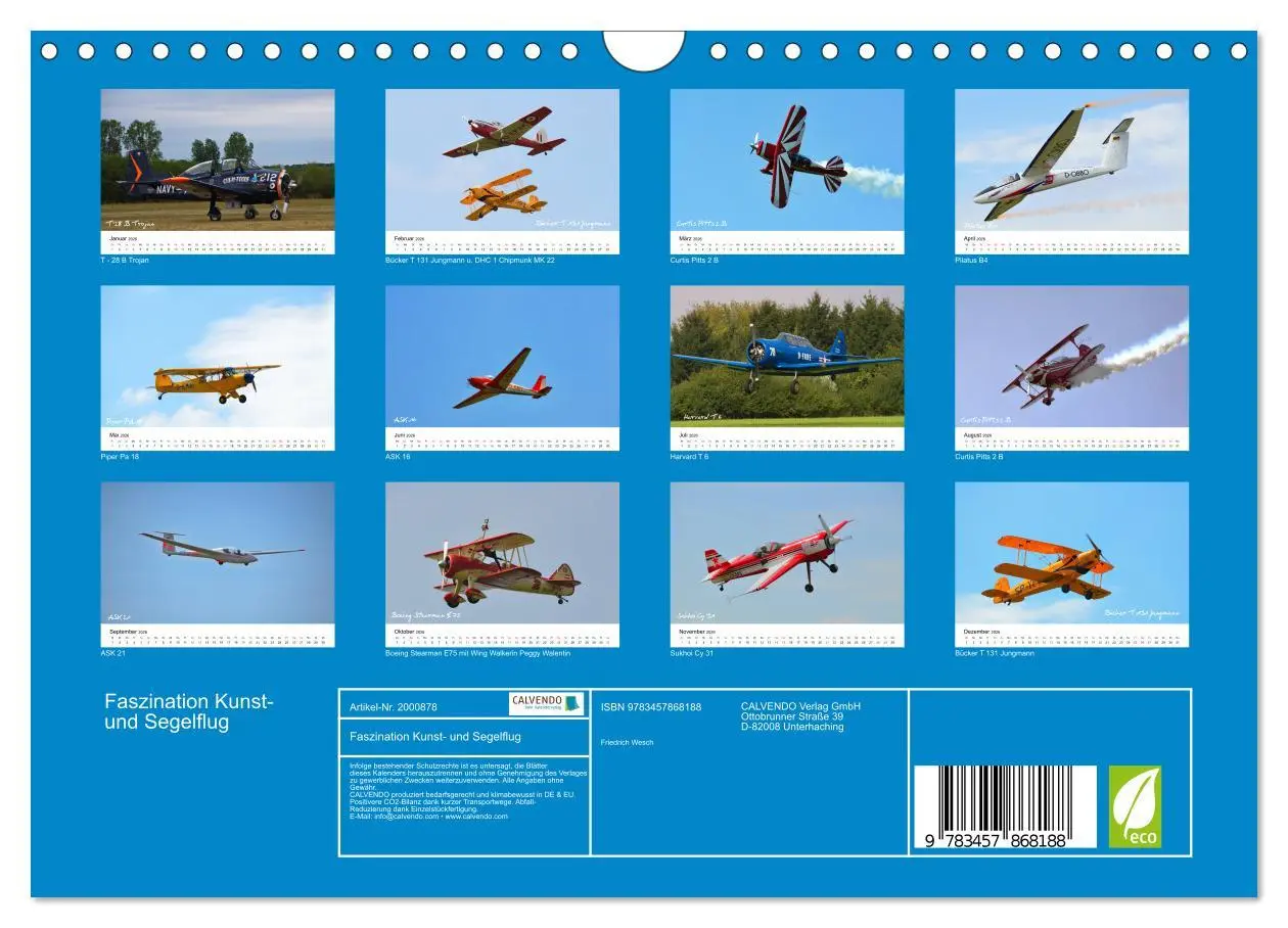 Bild: 9783457868188 | Faszination Kunst- und Segelflug (Wandkalender 2026 DIN A4 quer),...