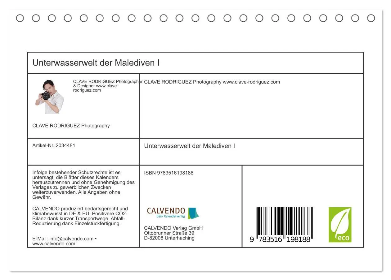 Bild: 9783516198188 | Unterwasserwelt der Malediven I (Tischkalender 2026 DIN A5 quer),...