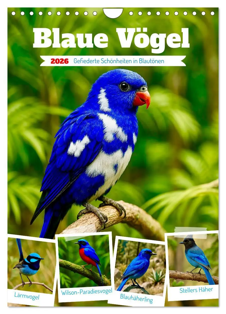 Cover: 9783516648188 | Blaue Vögel (Wandkalender 2026 DIN A4 hoch), CALVENDO Monatskalender