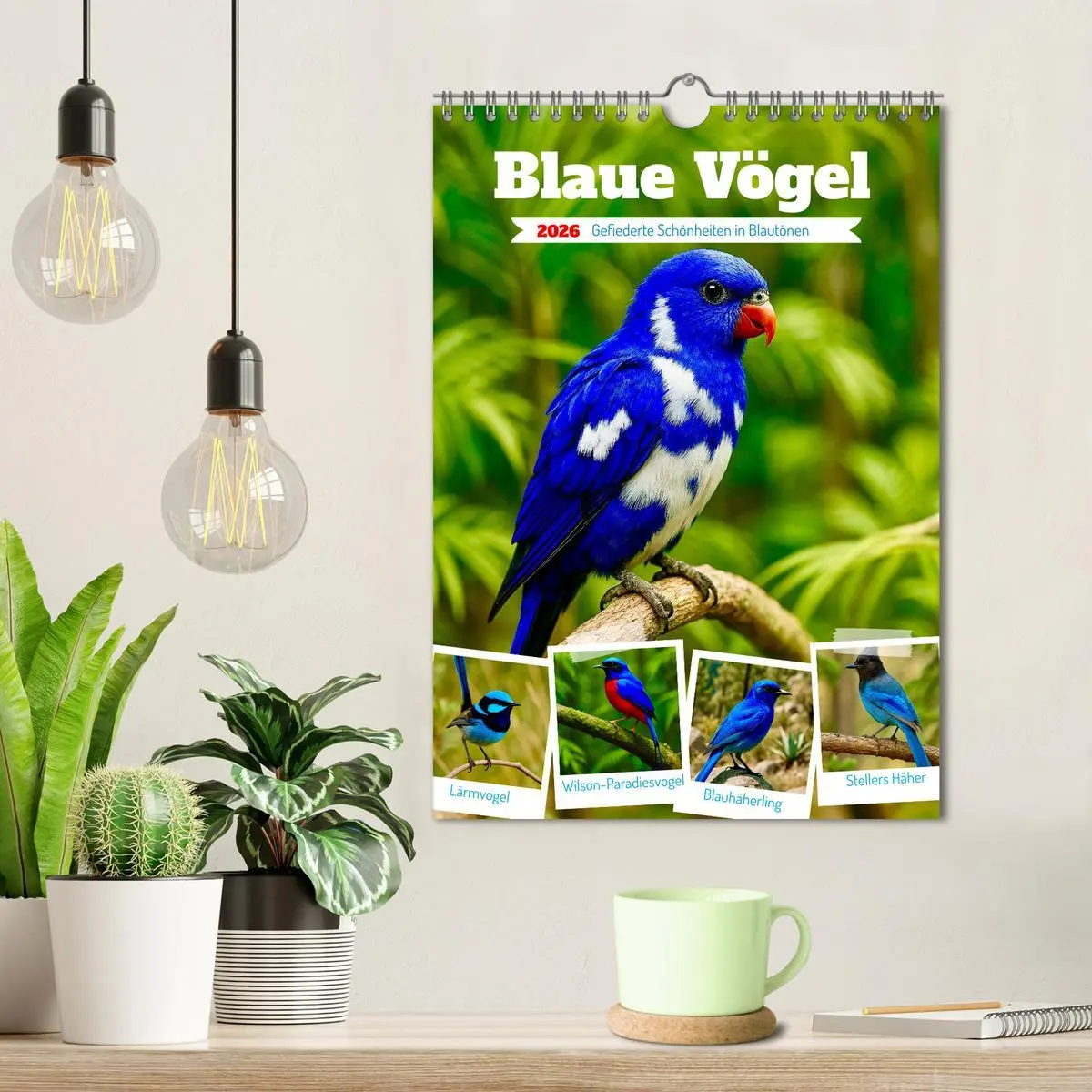 Bild: 9783516648188 | Blaue Vögel (Wandkalender 2026 DIN A4 hoch), CALVENDO Monatskalender