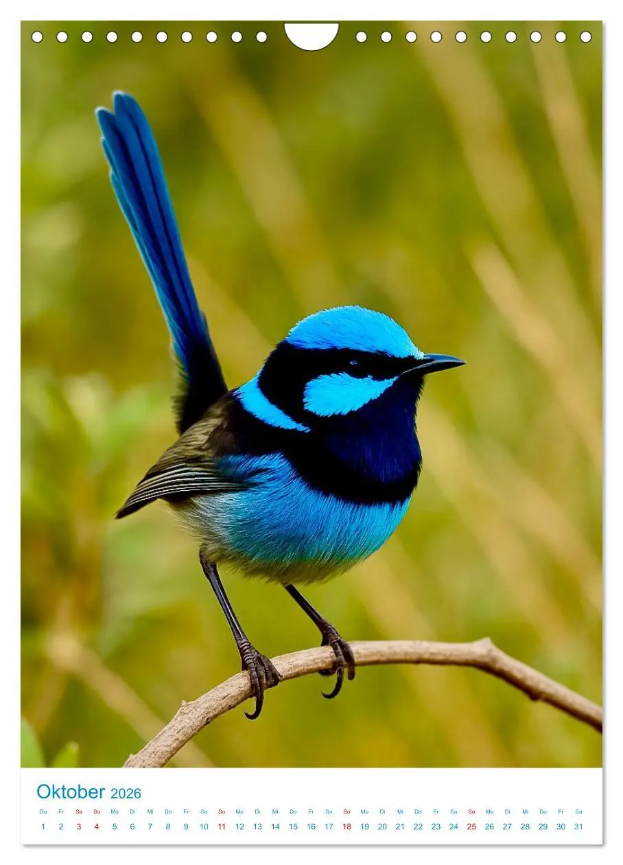 Bild: 9783516648188 | Blaue Vögel (Wandkalender 2026 DIN A4 hoch), CALVENDO Monatskalender