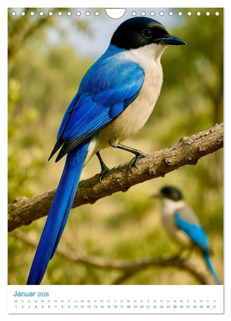 Bild: 9783516648188 | Blaue Vögel (Wandkalender 2026 DIN A4 hoch), CALVENDO Monatskalender