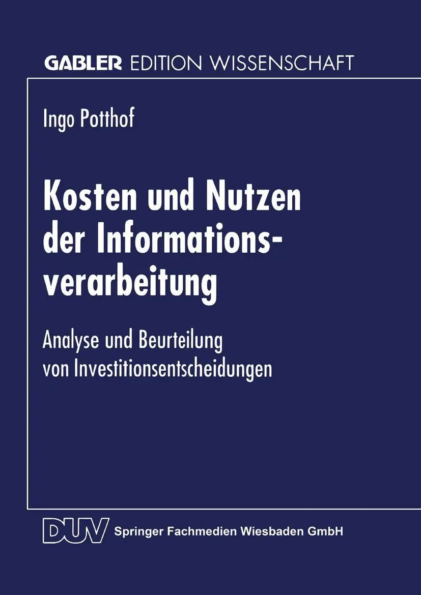 Cover: 9783824468188 | Kosten und Nutzen der Informationsverarbeitung | Ingo Potthof | Buch