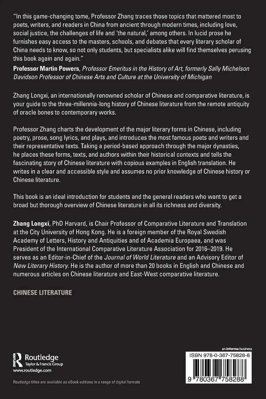 Rückseite: 9780367758288 | A History of Chinese Literature | Zhang Longxi | Taschenbuch | 2022