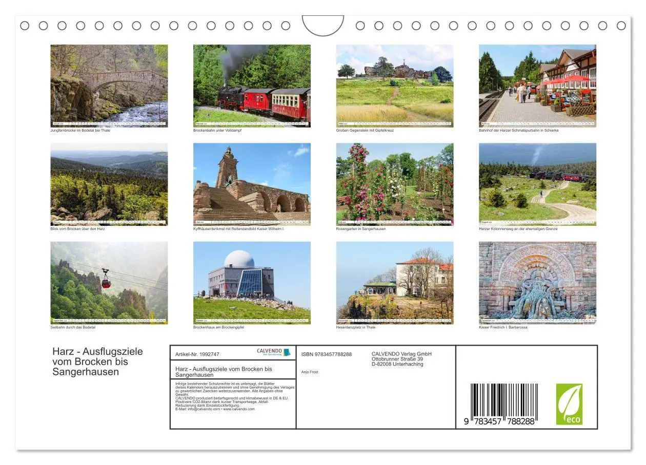 Bild: 9783457788288 | Harz - Ausflugsziele vom Brocken bis Sangerhausen (Wandkalender...