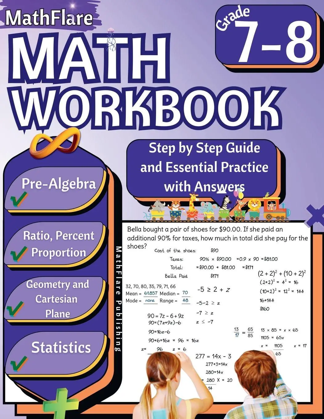Cover: 9798869118288 | MathFlare - Math Workbook 7th and 8th Grade | Mathflare Publishing