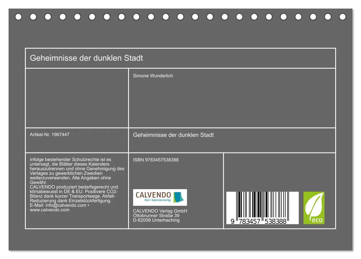 Bild: 9783457538388 | Geheimnisse der dunklen Stadt (Tischkalender 2026 DIN A5 quer),...