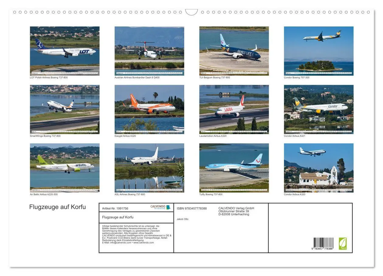 Bild: 9783457778388 | Flugzeuge auf Korfu (Wandkalender 2026 DIN A2 quer), CALVENDO...