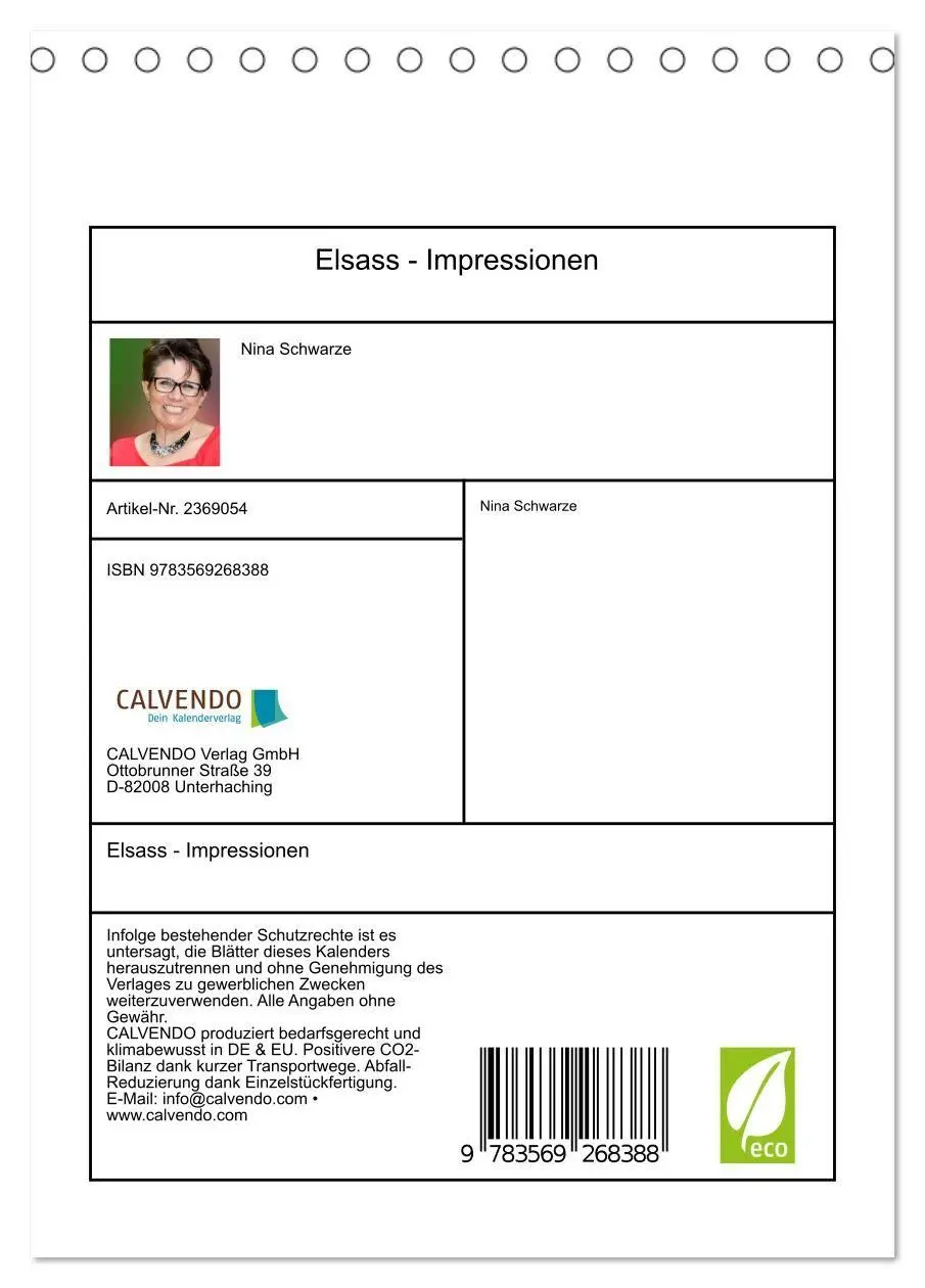 Bild: 9783569268388 | Elsass - Impressionen (Tischkalender 2027 DIN A5 hoch), CALVENDO...