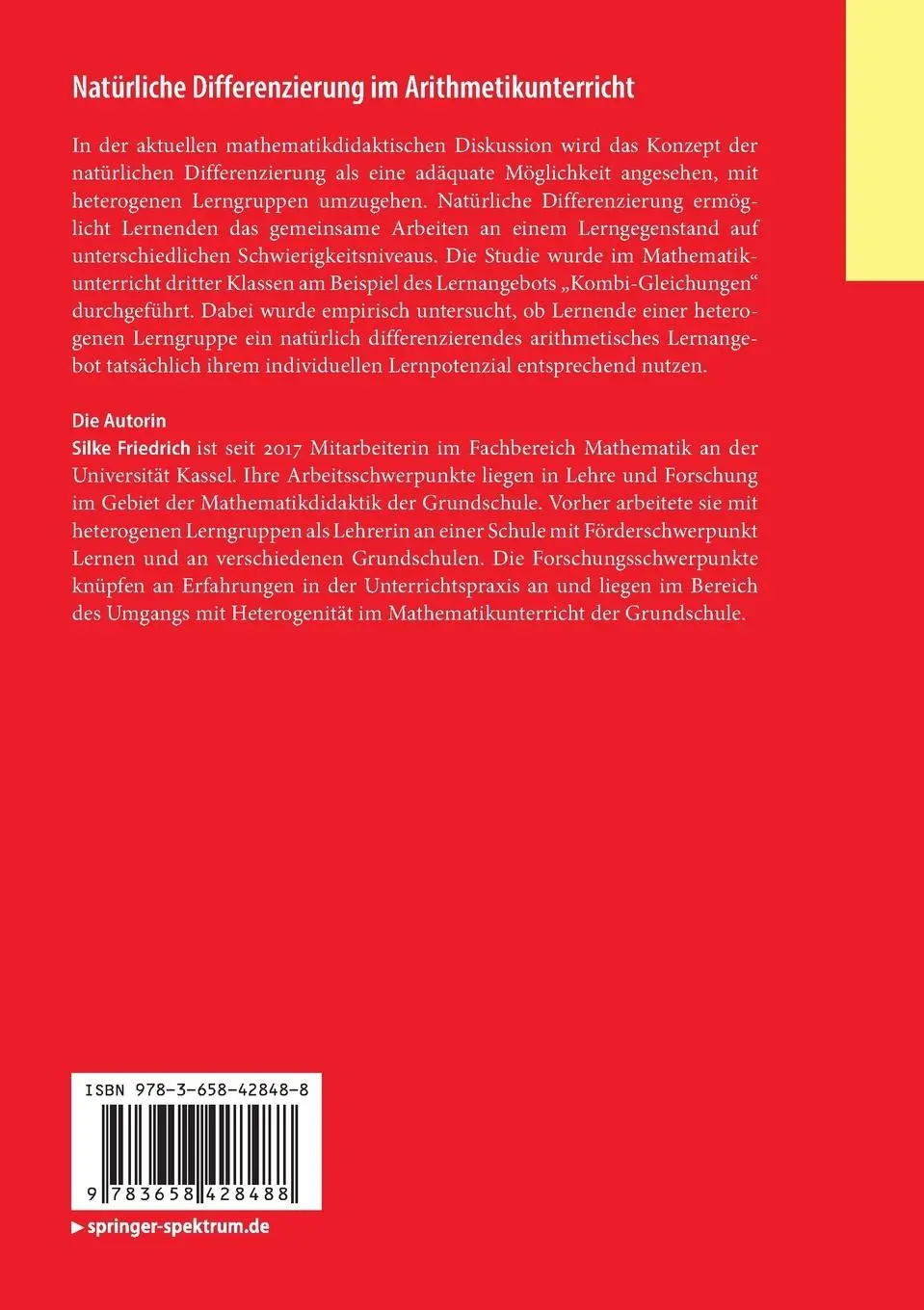 Rückseite: 9783658428488 | Natürliche Differenzierung im Arithmetikunterricht | Silke Friedrich