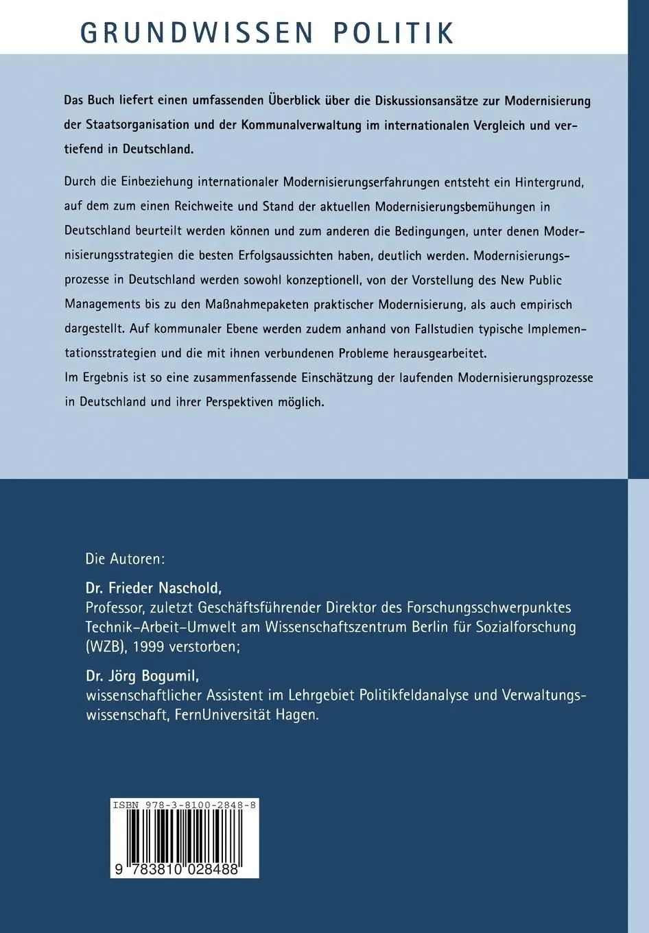 Rückseite: 9783810028488 | Modernisierung des Staates | Jörg Bogumil (u. a.) | Taschenbuch | 2000