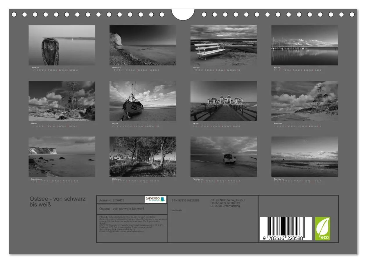 Bild: 9783516228588 | Ostsee - von schwarz bis weiß (Wandkalender 2026 DIN A4 quer),...