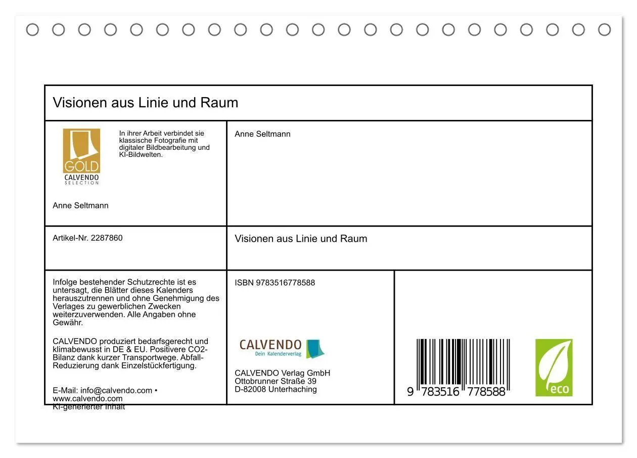 Bild: 9783516778588 | Visionen aus Linie und Raum (Tischkalender 2027 DIN A5 quer),...