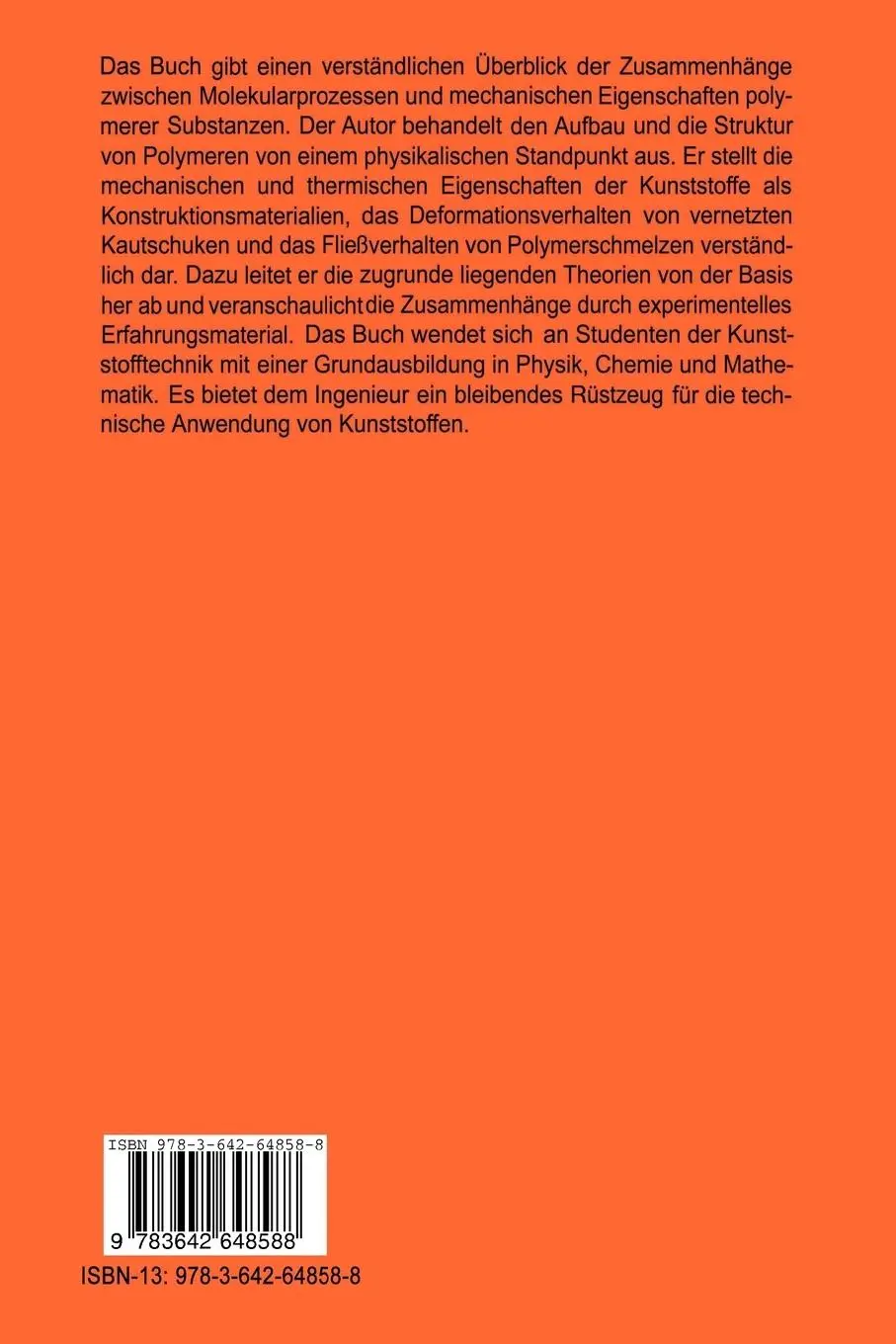 Rückseite: 9783642648588 | Polymermechanik | Struktur und mechanisches Verhalten von Polymeren