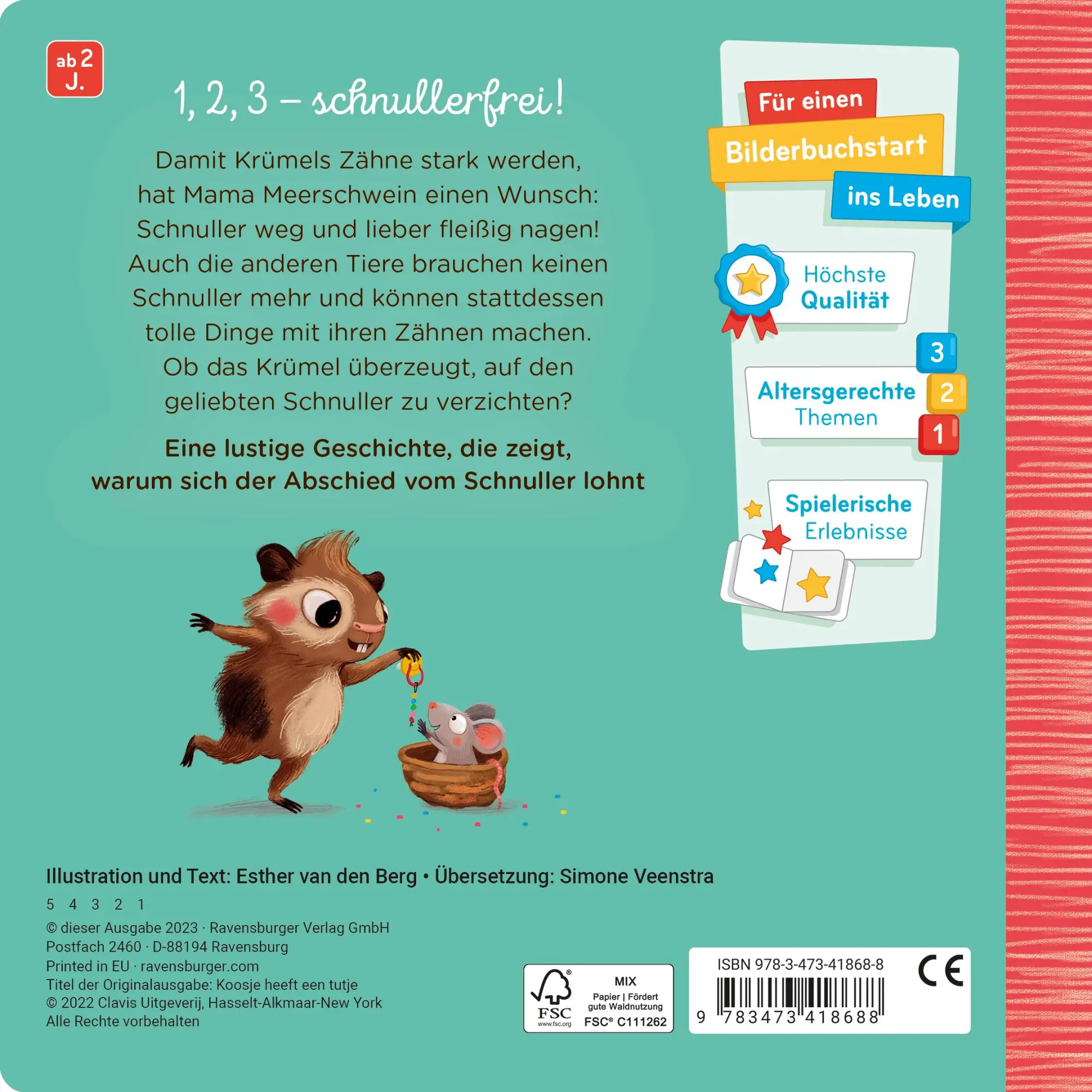 Rückseite: 9783473418688 | Krümel und der Schnuller | Esther van den Berg | Buch | 24 S. | 2023