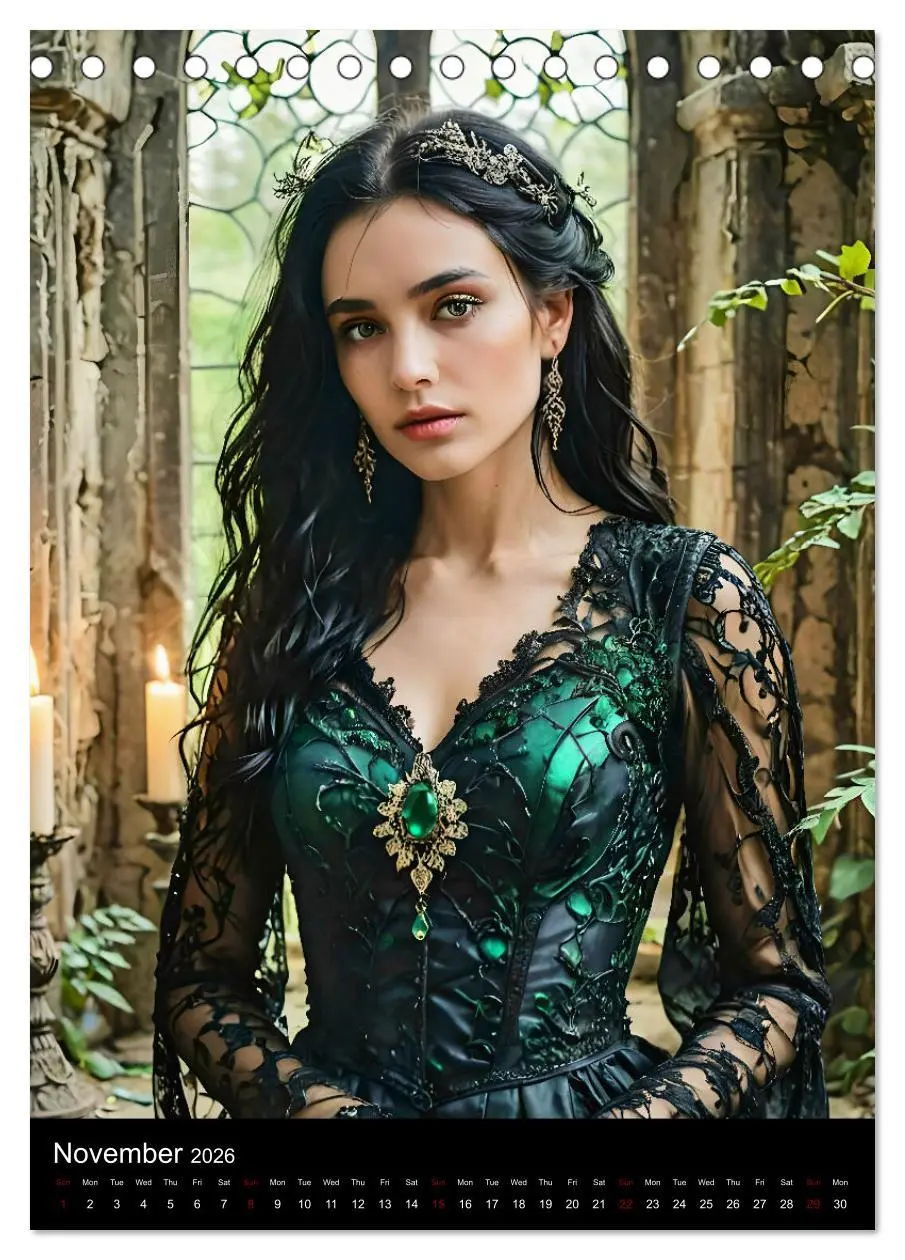 Bild: 9783516528688 | AI Gothic world - Mystical beauties of the night (Desk Calendar...