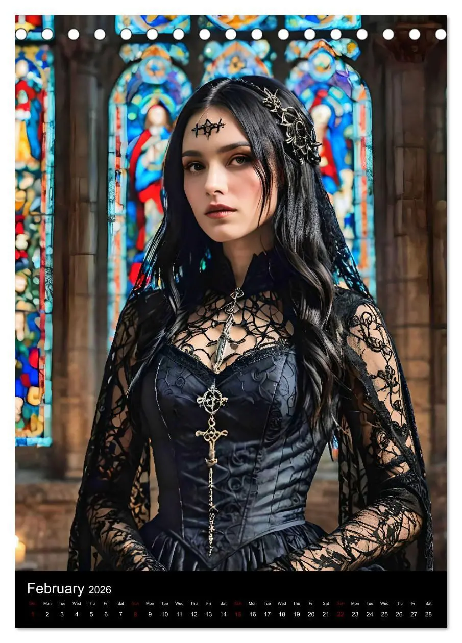Bild: 9783516528688 | AI Gothic world - Mystical beauties of the night (Desk Calendar...