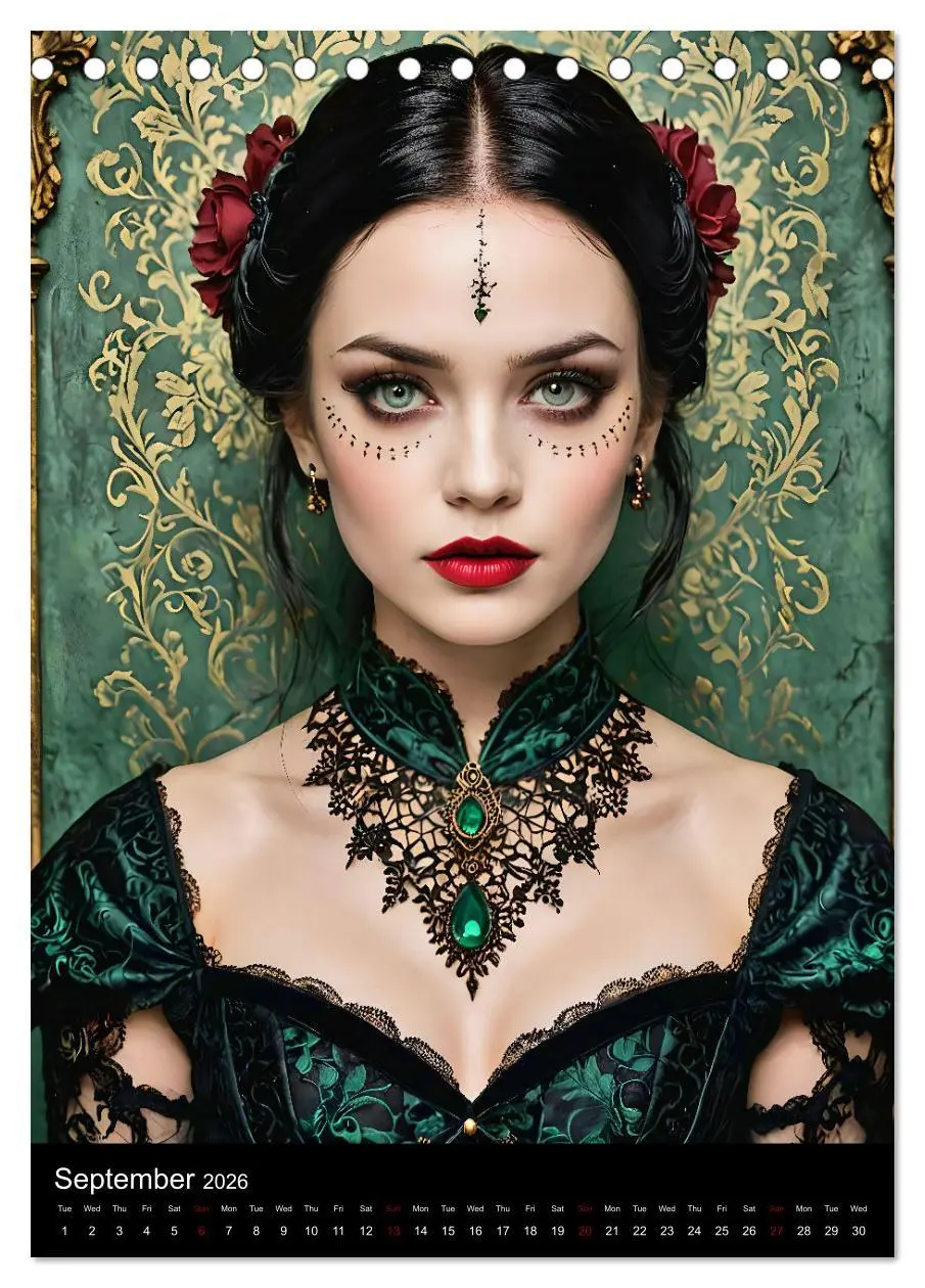 Bild: 9783516528688 | AI Gothic world - Mystical beauties of the night (Desk Calendar...