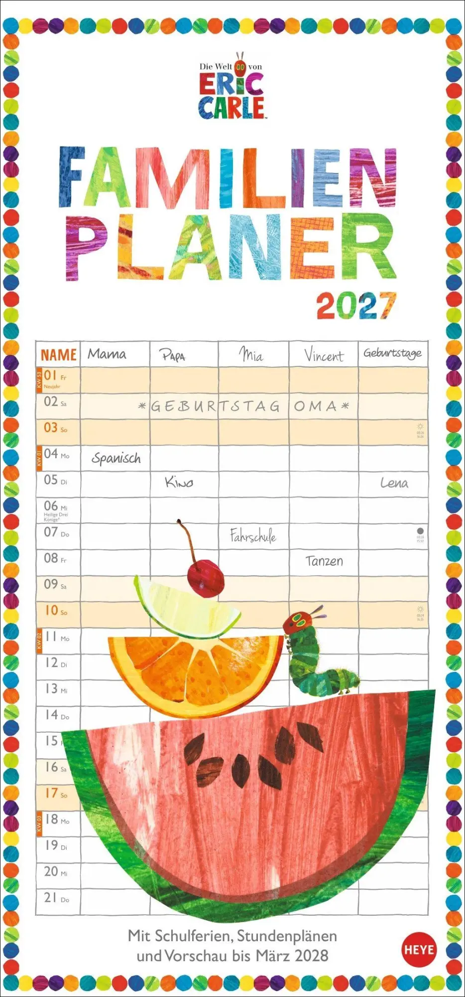 Cover: 9783756418688 | Die kleine Raupe Nimmersatt Familienplaner 2027 | Eric Carle | 15 S.