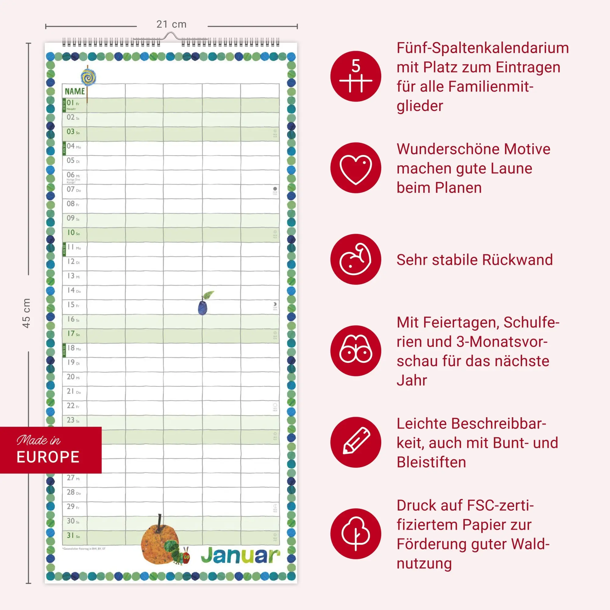 Bild: 9783756418688 | Die kleine Raupe Nimmersatt Familienplaner 2027 | Eric Carle | 15 S.