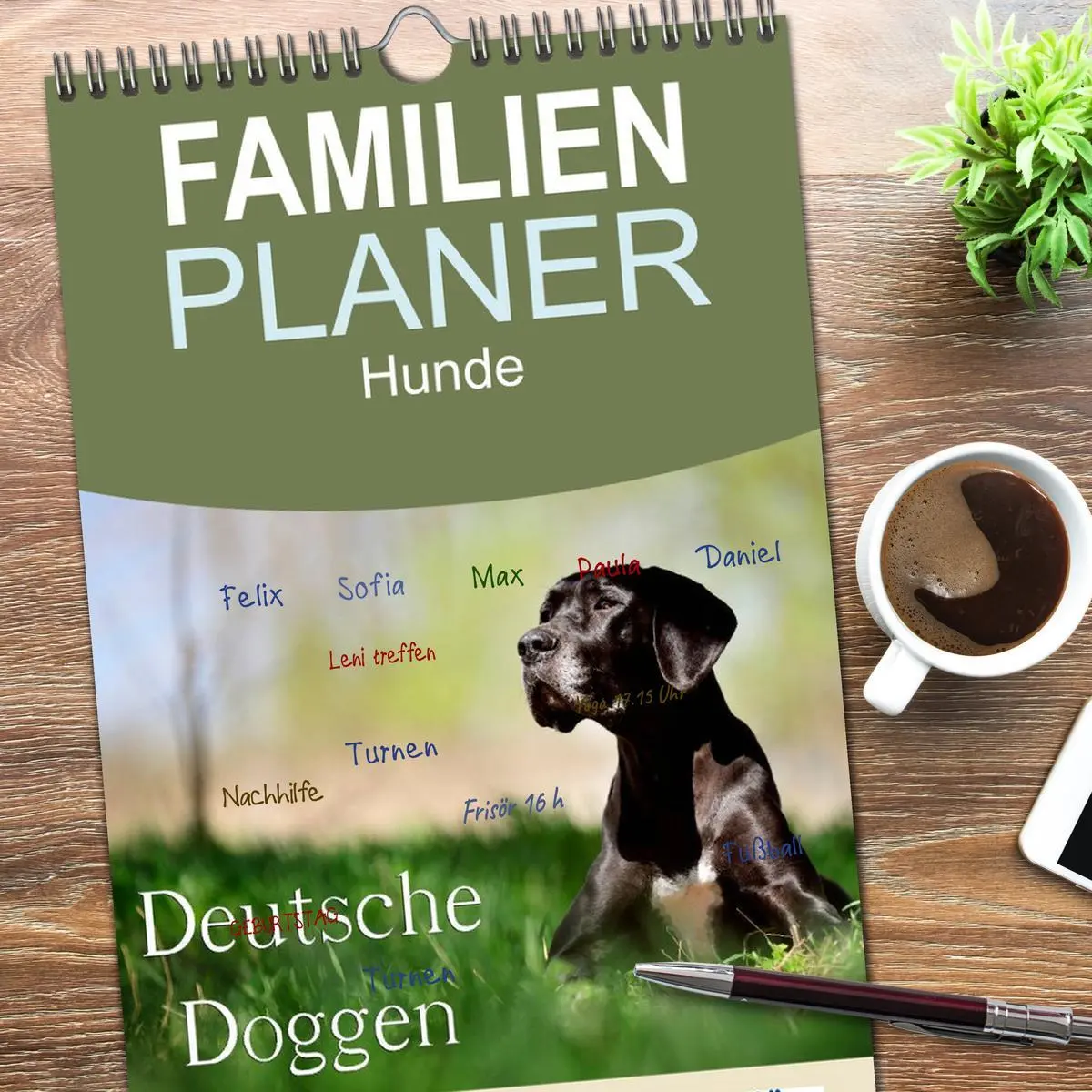Bild: 9783516518788 | Familienplaner 2026 - Deutsche Doggen / Geburtstagskalender mit 5...