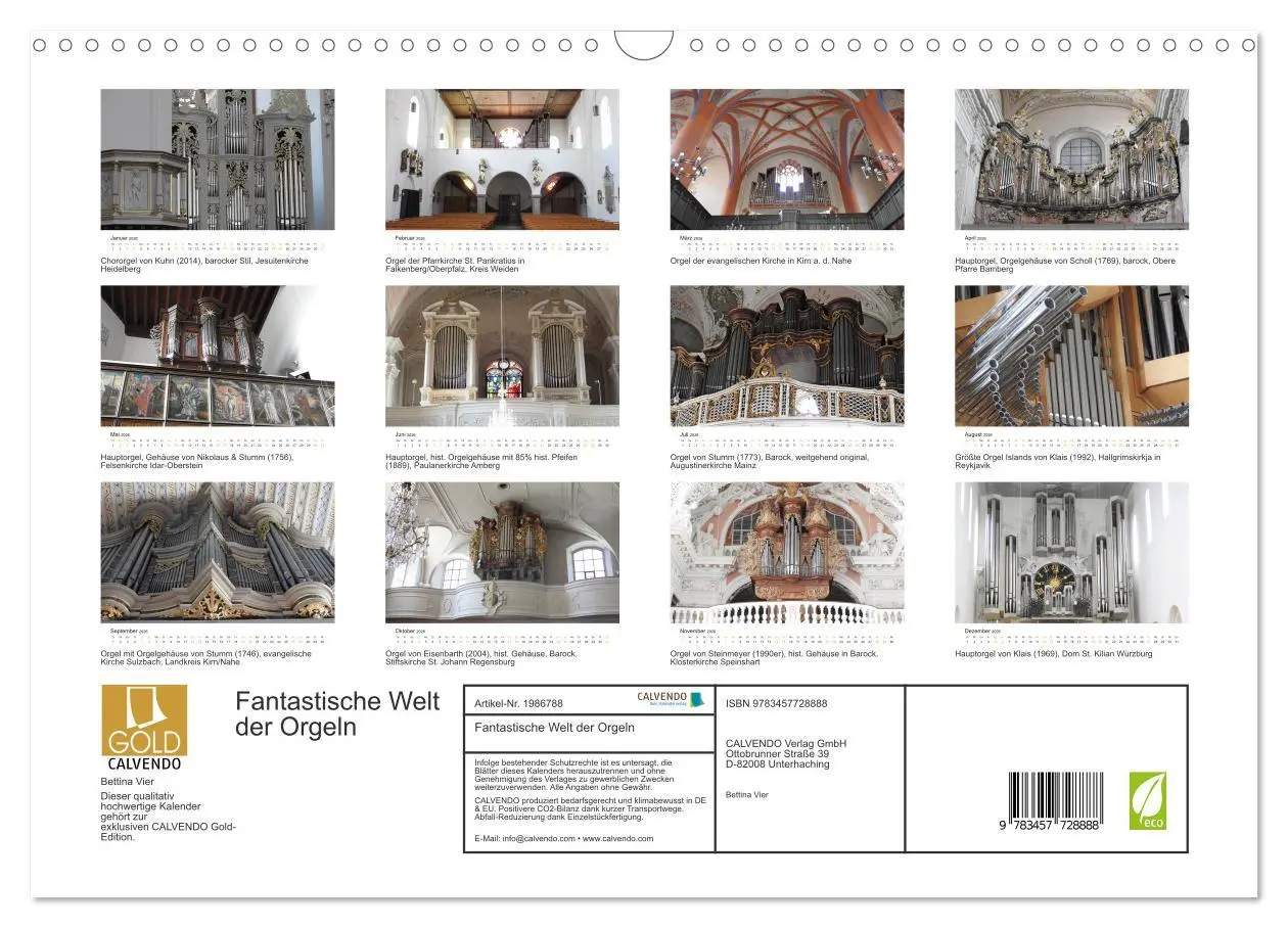 Bild: 9783457728888 | Fantastische Welt der Orgeln (Wandkalender 2026 DIN A3 quer),...