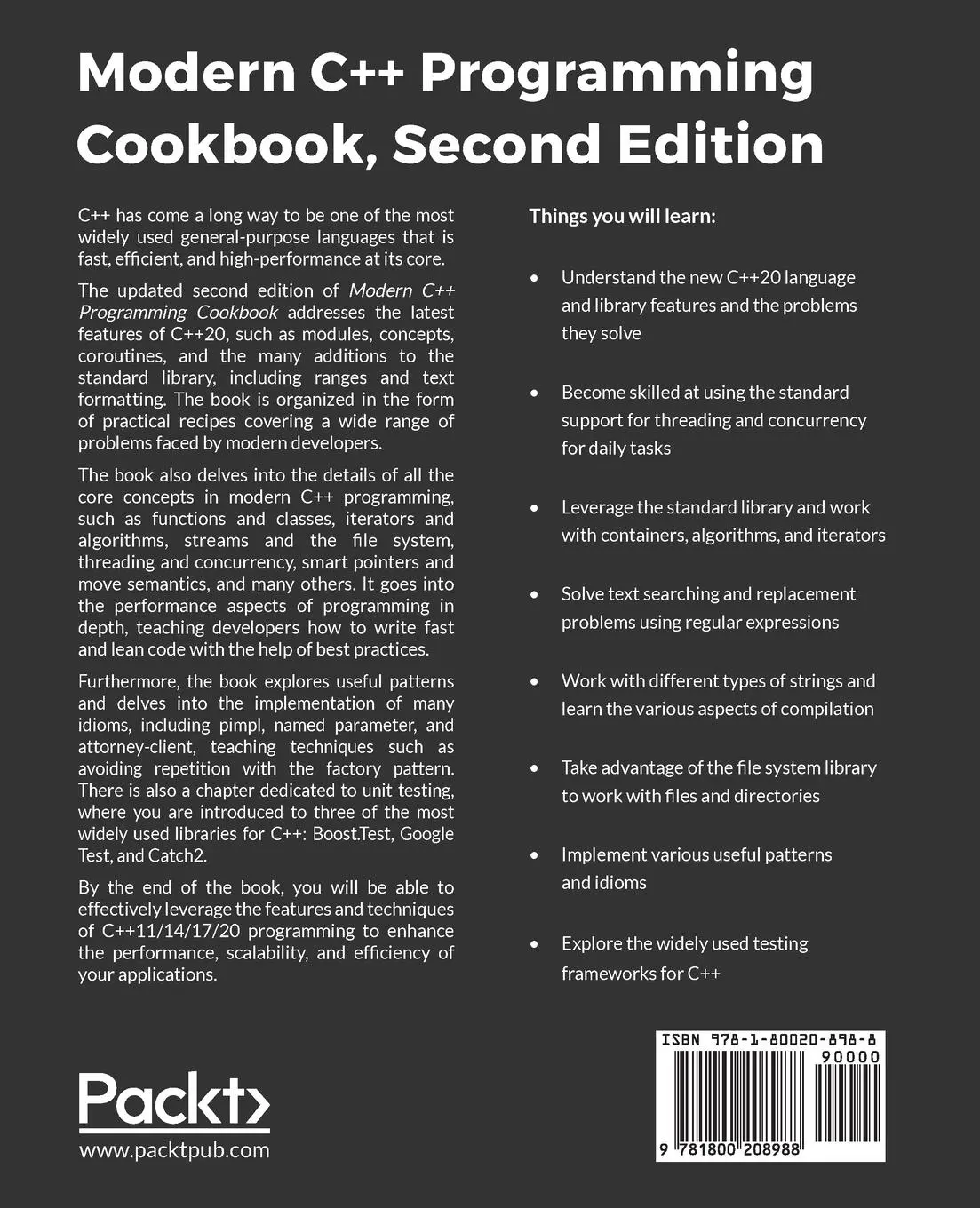 Rückseite: 9781800208988 | Modern C++ Programming Cookbook - Second Edition | Marius Bancila